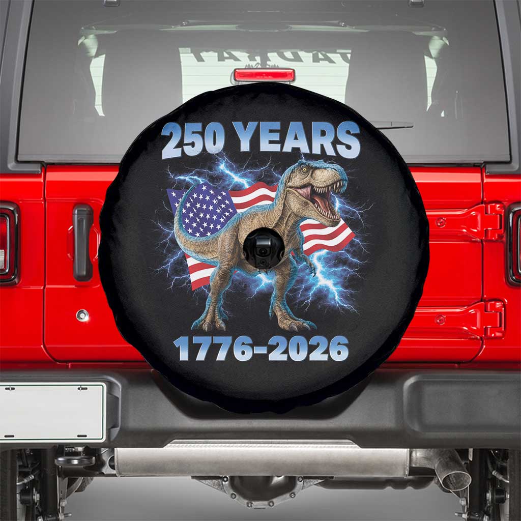 Funny Patriotic Dino Rex 250 Years 1776 2026 Spare Tire Cover Dinosaur USA Flag America 250th Anniversary Celebration