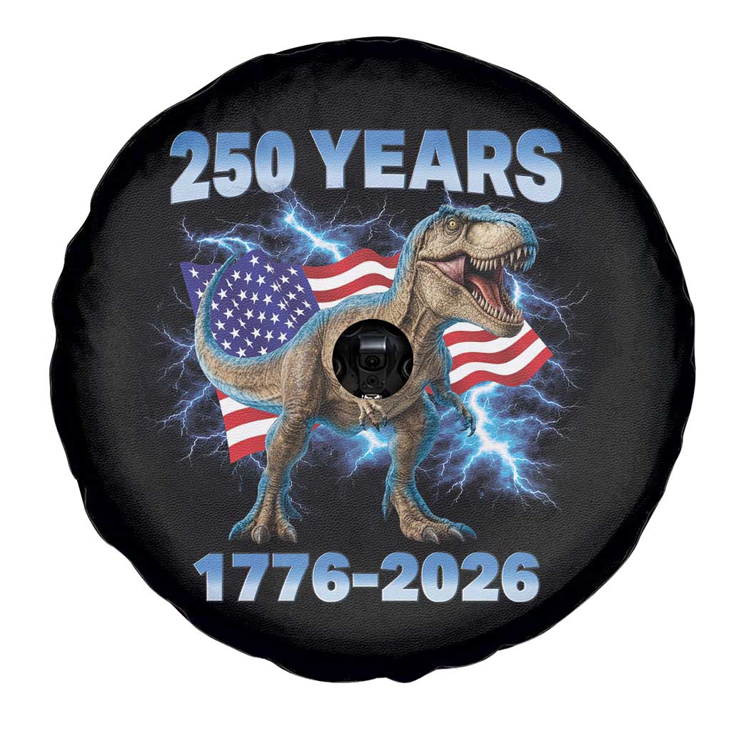 Funny Patriotic Dino Rex 250 Years 1776 2026 Spare Tire Cover Dinosaur USA Flag America 250th Anniversary Celebration