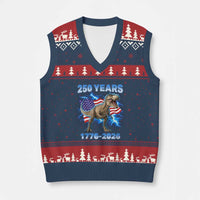 Funny Patriotic Dino Rex 250 Years 1776 2026 V-Neck Knit Sweater Vest Dinosaur USA Flag America 250th Anniversary Celebration