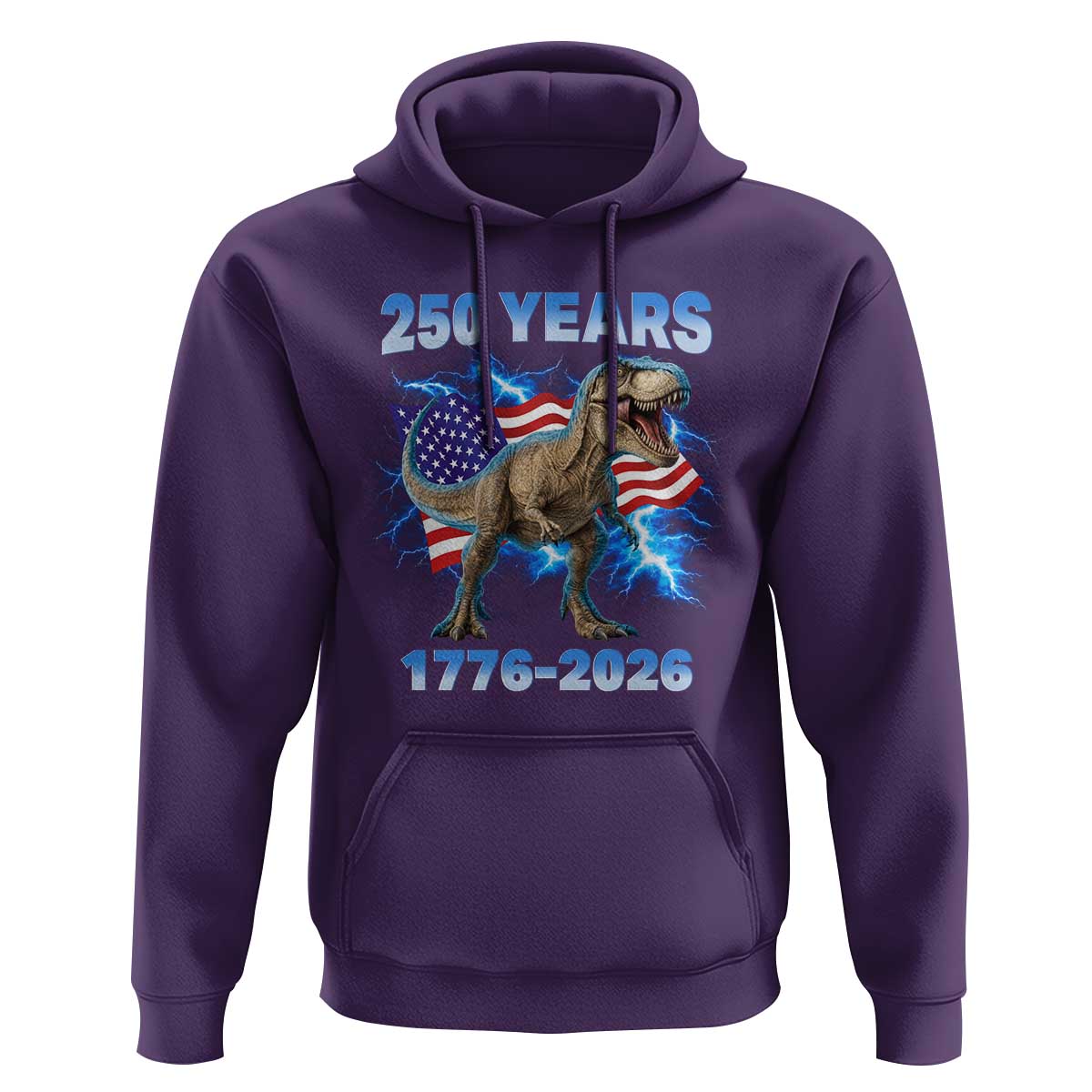 Funny Patriotic Dino Rex 250 Years 1776 2026 Hoodie Dinosaur USA Flag America 250th Anniversary Celebration