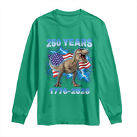 Funny Patriotic Dino Rex 250 Years 1776 2026 Long Sleeve Shirt Dinosaur USA Flag America 250th Anniversary Celebration