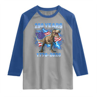 Funny Patriotic Dino Rex 250 Years 1776 2026 Raglan Shirt Dinosaur USA Flag America 250th Anniversary Celebration