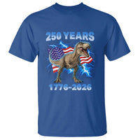 Funny Patriotic Dino Rex 250 Years 1776 2026 T Shirt Dinosaur USA Flag America 250th Anniversary Celebration