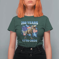 Funny Patriotic Dino Rex 250 Years 1776 2026 T Shirt For Women Dinosaur USA Flag America 250th Anniversary Celebration