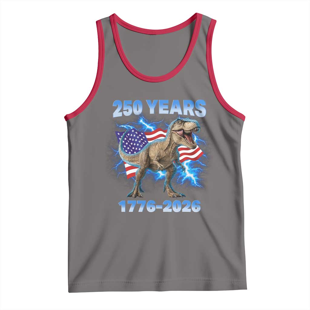 Funny Patriotic Dino Rex 250 Years 1776 2026 Tank Top Dinosaur USA Flag America 250th Anniversary Celebration