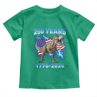 Funny Patriotic Dino Rex 250 Years 1776 2026 Toddler T Shirt Dinosaur USA Flag America 250th Anniversary Celebration