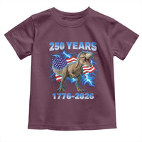 Funny Patriotic Dino Rex 250 Years 1776 2026 Toddler T Shirt Dinosaur USA Flag America 250th Anniversary Celebration