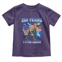 Funny Patriotic Dino Rex 250 Years 1776 2026 Toddler T Shirt Dinosaur USA Flag America 250th Anniversary Celebration