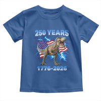 Funny Patriotic Dino Rex 250 Years 1776 2026 Toddler T Shirt Dinosaur USA Flag America 250th Anniversary Celebration