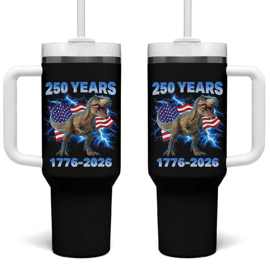 Funny Patriotic Dino Rex 250 Years 1776 2026 Tumbler With Handle Dinosaur USA Flag America 250th Anniversary Celebration