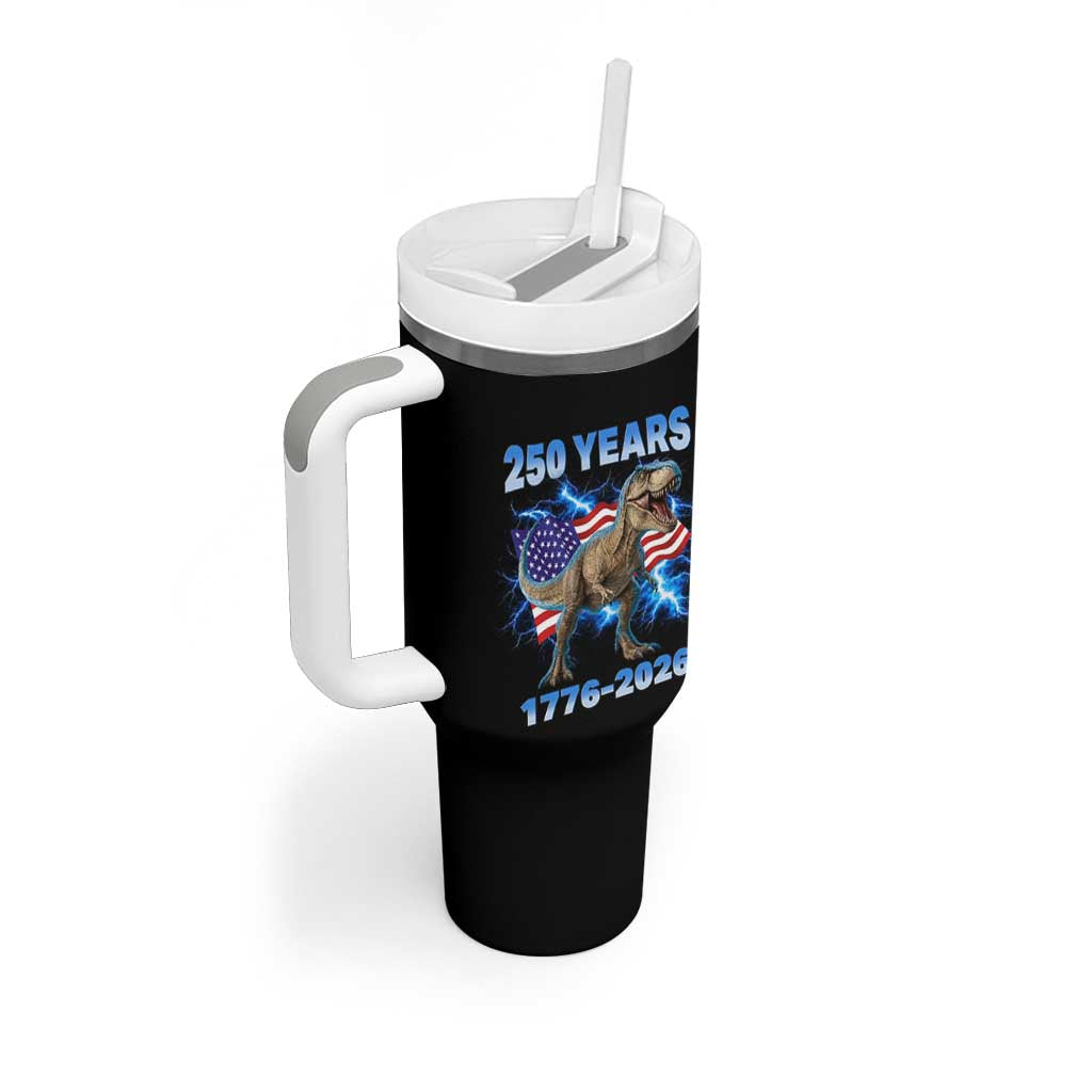 Funny Patriotic Dino Rex 250 Years 1776 2026 Tumbler With Handle Dinosaur USA Flag America 250th Anniversary Celebration