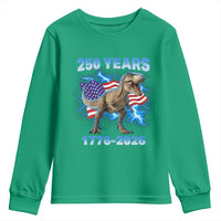 Funny Patriotic Dino Rex 250 Years 1776 2026 Youth Sweatshirt Dinosaur USA Flag America 250th Anniversary Celebration