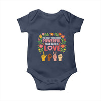 The Only Thing More Powerful Than Hate Is Love Floral Diversity Baby Onesie LOVE Hand Sign Language Bunny Inspirational Quote