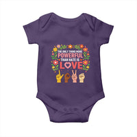 The Only Thing More Powerful Than Hate Is Love Floral Diversity Baby Onesie LOVE Hand Sign Language Bunny Inspirational Quote