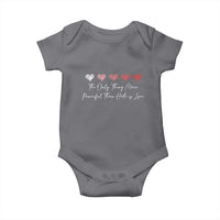 The Only Thing More Powerful Than Hate Is Love Baby Onesie Red Hearts Elegant Bunny Inspirational Quote