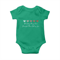 The Only Thing More Powerful Than Hate Is Love Baby Onesie Red Hearts Elegant Bunny Inspirational Quote
