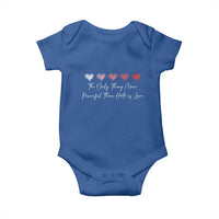 The Only Thing More Powerful Than Hate Is Love Baby Onesie Red Hearts Elegant Bunny Inspirational Quote