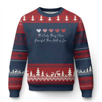 The Only Thing More Powerful Than Hate Is Love Ugly Christmas Sweater Red Hearts Elegant Bunny Inspirational Quote