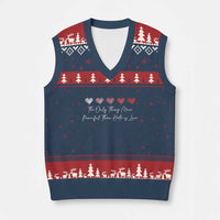 The Only Thing More Powerful Than Hate Is Love V-Neck Knit Sweater Vest Red Hearts Elegant Bunny Inspirational Quote