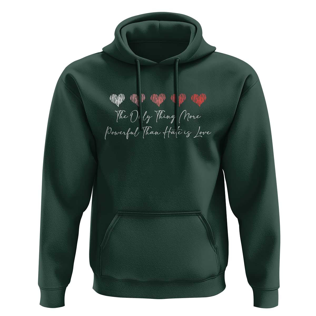 The Only Thing More Powerful Than Hate Is Love Hoodie Red Hearts Elegant Bunny Inspirational Quote