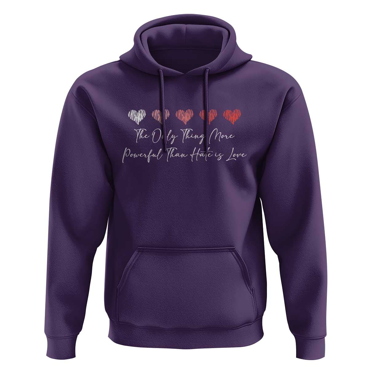 The Only Thing More Powerful Than Hate Is Love Hoodie Red Hearts Elegant Bunny Inspirational Quote