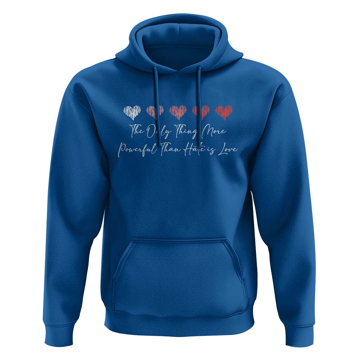 The Only Thing More Powerful Than Hate Is Love Hoodie Red Hearts Elegant Bunny Inspirational Quote