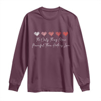 The Only Thing More Powerful Than Hate Is Love Long Sleeve Shirt Red Hearts Elegant Bunny Inspirational Quote