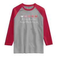 The Only Thing More Powerful Than Hate Is Love Raglan Shirt Red Hearts Elegant Bunny Inspirational Quote