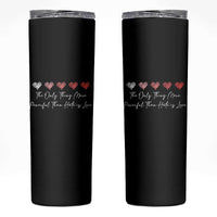 The Only Thing More Powerful Than Hate Is Love Skinny Tumbler Red Hearts Elegant Bunny Inspirational Quote