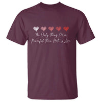 The Only Thing More Powerful Than Hate Is Love T Shirt Red Hearts Elegant Bunny Inspirational Quote