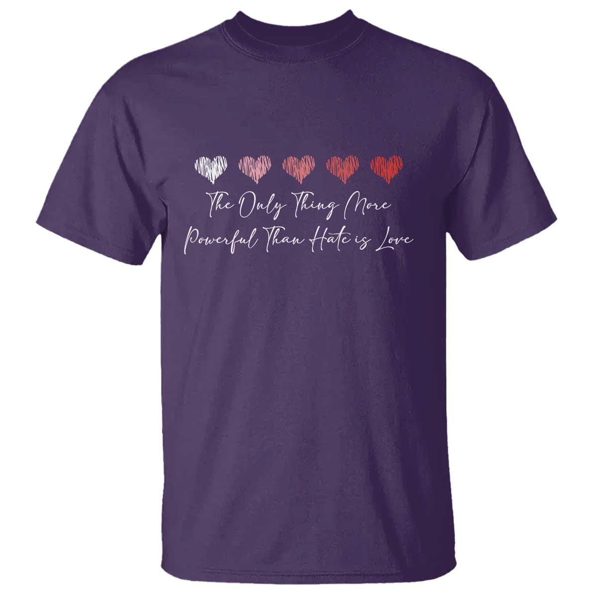 The Only Thing More Powerful Than Hate Is Love T Shirt Red Hearts Elegant Bunny Inspirational Quote