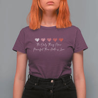 The Only Thing More Powerful Than Hate Is Love T Shirt For Women Red Hearts Elegant Bunny Inspirational Quote