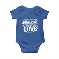 The Only Thing More Powerful Than Hate Is Love Baby Onesie Bold Hand Lettered Bunny Inspirational Unity