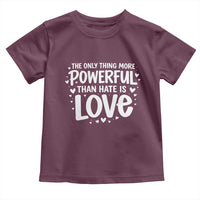 The Only Thing More Powerful Than Hate Is Love Toddler T Shirt Bold Hand Lettered Bunny Inspirational Unity