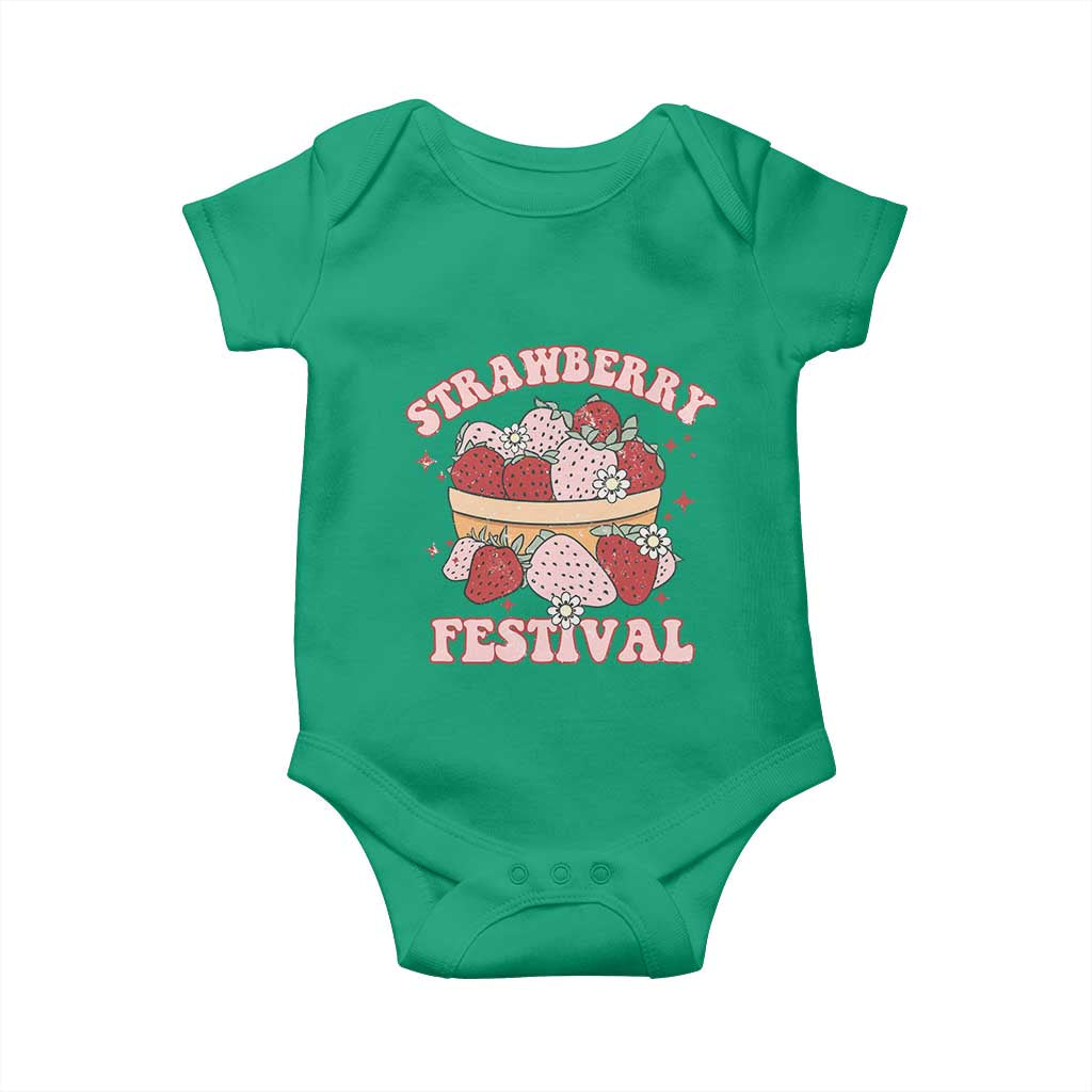 Strawberry Festival Baby Onesie Retro Strawberries Fruit Lover