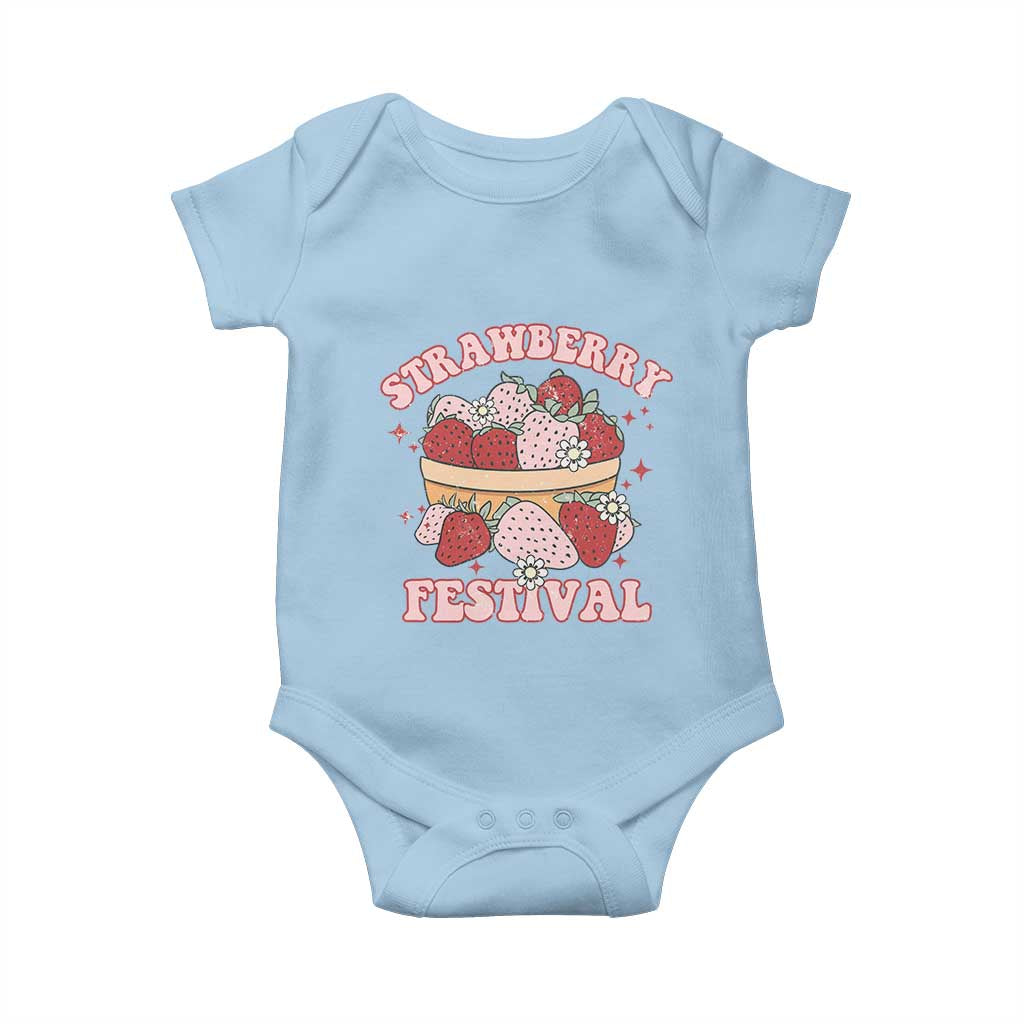 Strawberry Festival Baby Onesie Retro Strawberries Fruit Lover