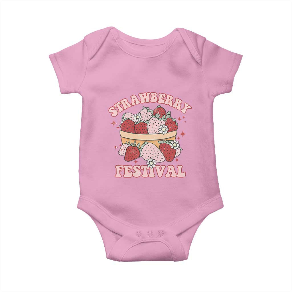 Strawberry Festival Baby Onesie Retro Strawberries Fruit Lover