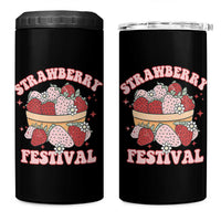 Strawberry Festival 4 in 1 Can Cooler Tumbler Retro Strawberries Fruit Lover