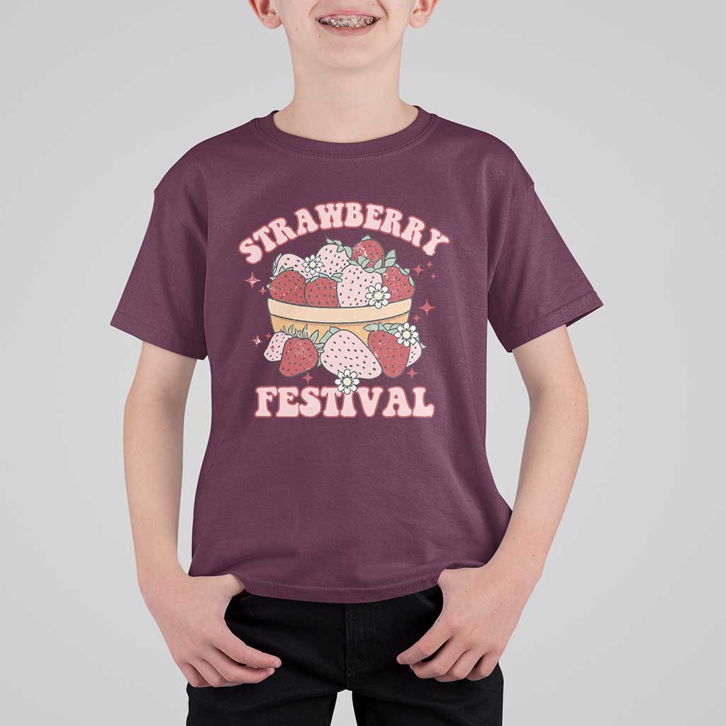 Strawberry Festival T Shirt For Kid Retro Strawberries Fruit Lover