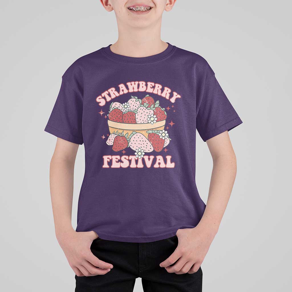 Strawberry Festival T Shirt For Kid Retro Strawberries Fruit Lover