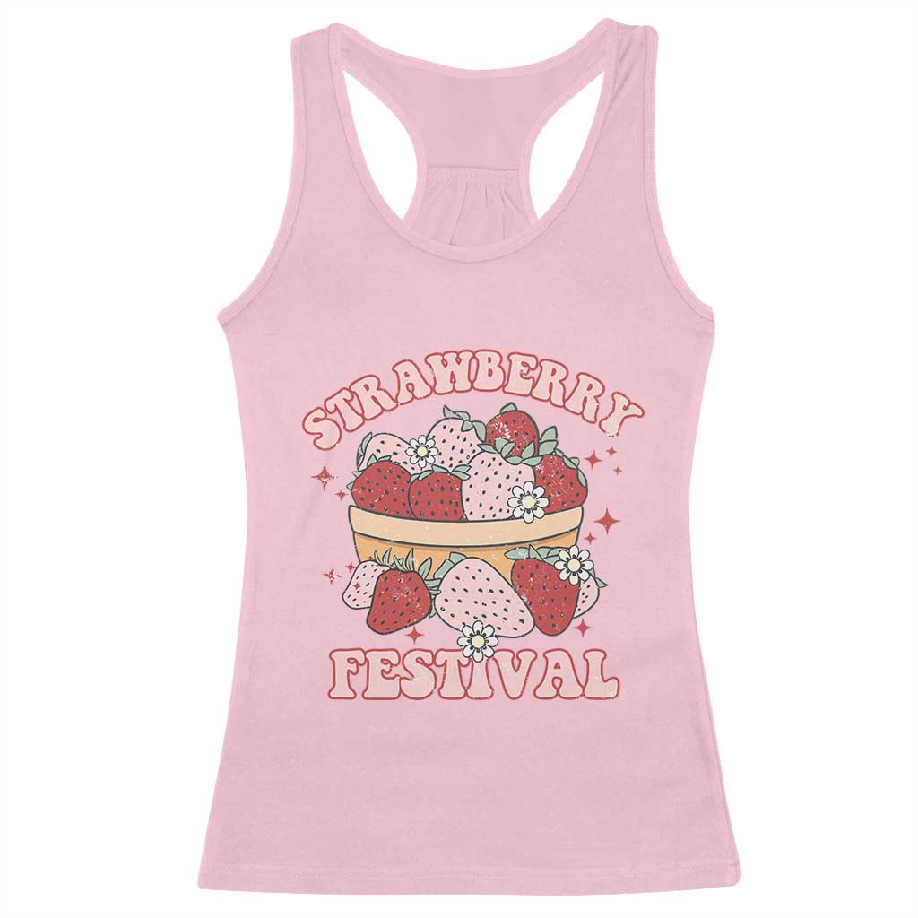 Strawberry Festival Racerback Tank Top Retro Strawberries Fruit Lover