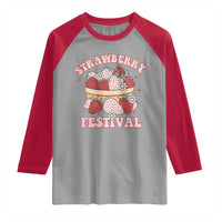 Strawberry Festival Raglan Shirt Retro Strawberries Fruit Lover