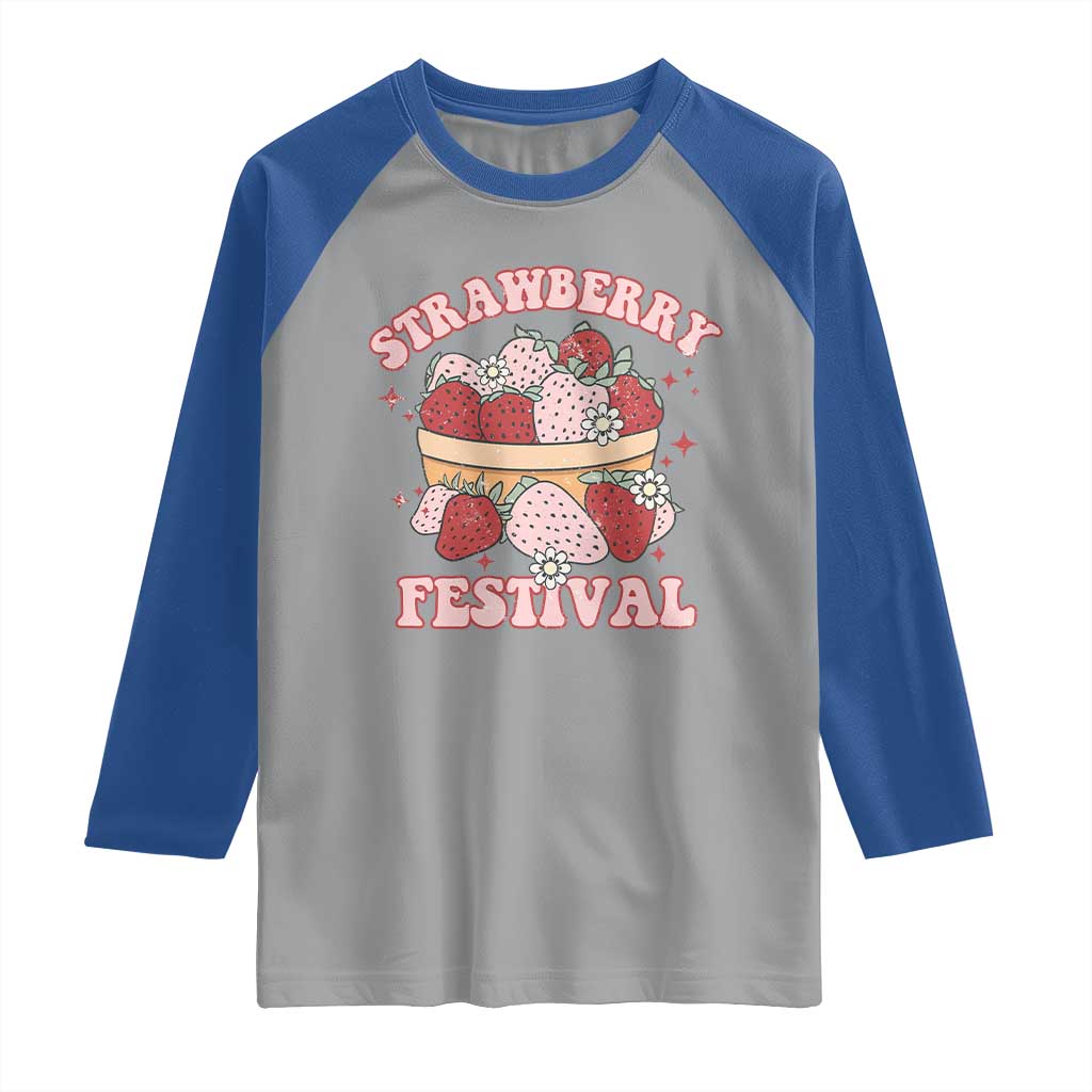 Strawberry Festival Raglan Shirt Retro Strawberries Fruit Lover
