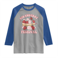 Strawberry Festival Raglan Shirt Retro Strawberries Fruit Lover