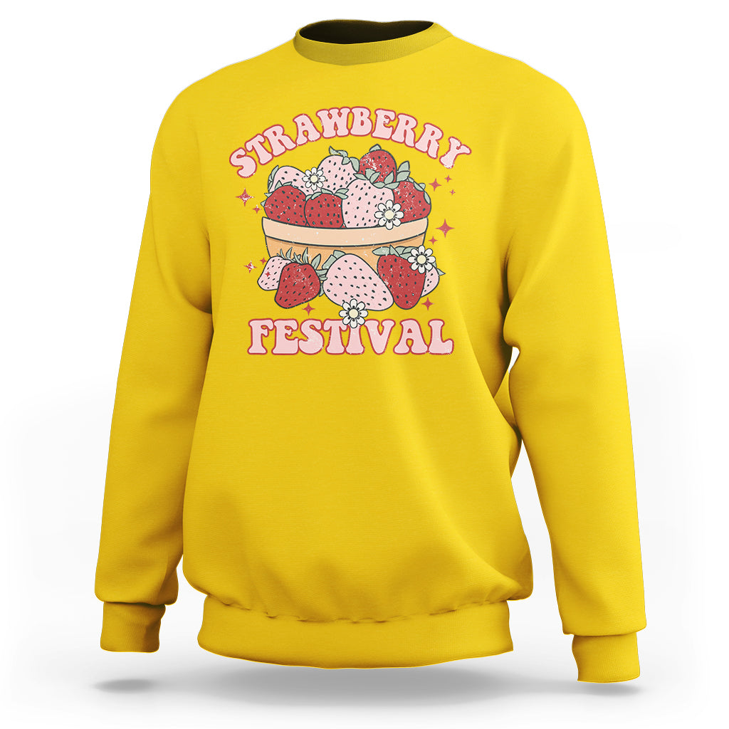 Retro Strawberry Festival Fruit Lover Botanical Fruit Strawberry Lovers Sweatshirt, Strawberry Shirt, Spring Season Shirt Sweatshirt - Wonder Print Shop