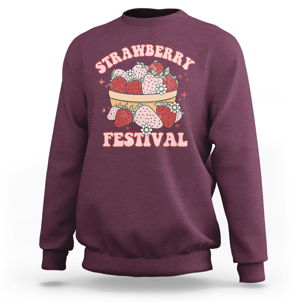 Retro Strawberry Festival Fruit Lover Botanical Fruit Strawberry Lovers Sweatshirt, Strawberry Shirt, Spring Season Shirt Sweatshirt - Wonder Print Shop