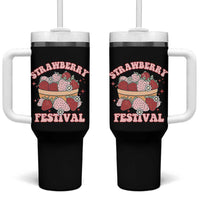Strawberry Festival Tumbler With Handle Retro Strawberries Fruit Lover