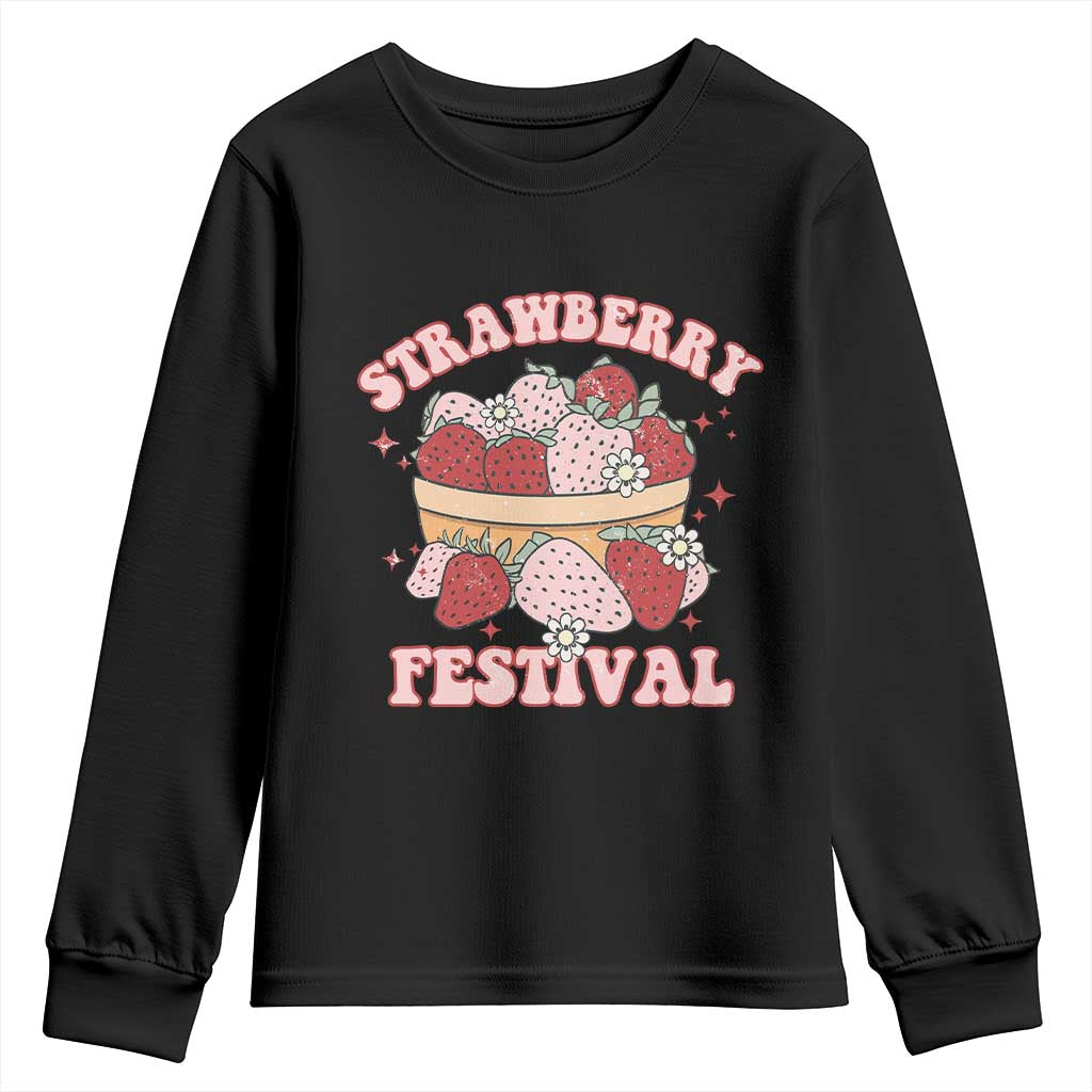 Strawberry Festival Youth Sweatshirt Retro Strawberries Fruit Lover