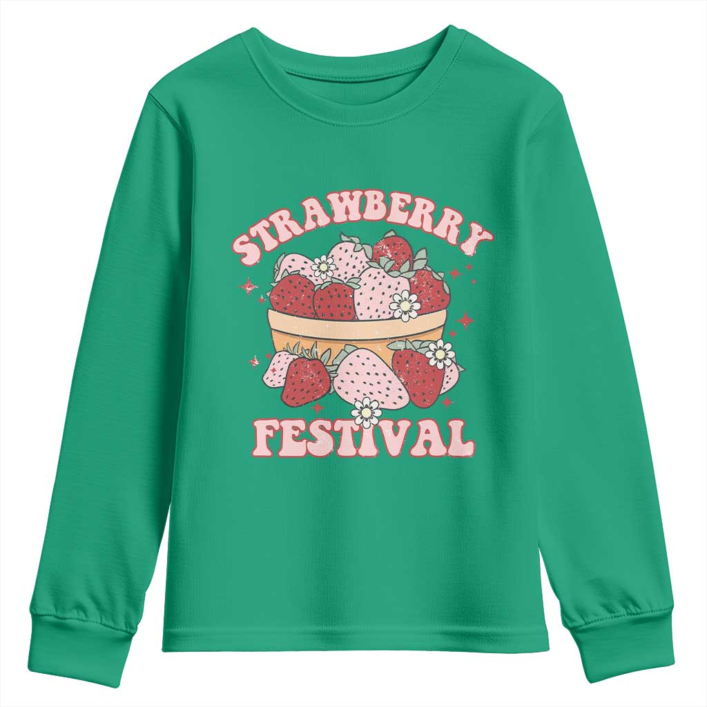 Strawberry Festival Youth Sweatshirt Retro Strawberries Fruit Lover