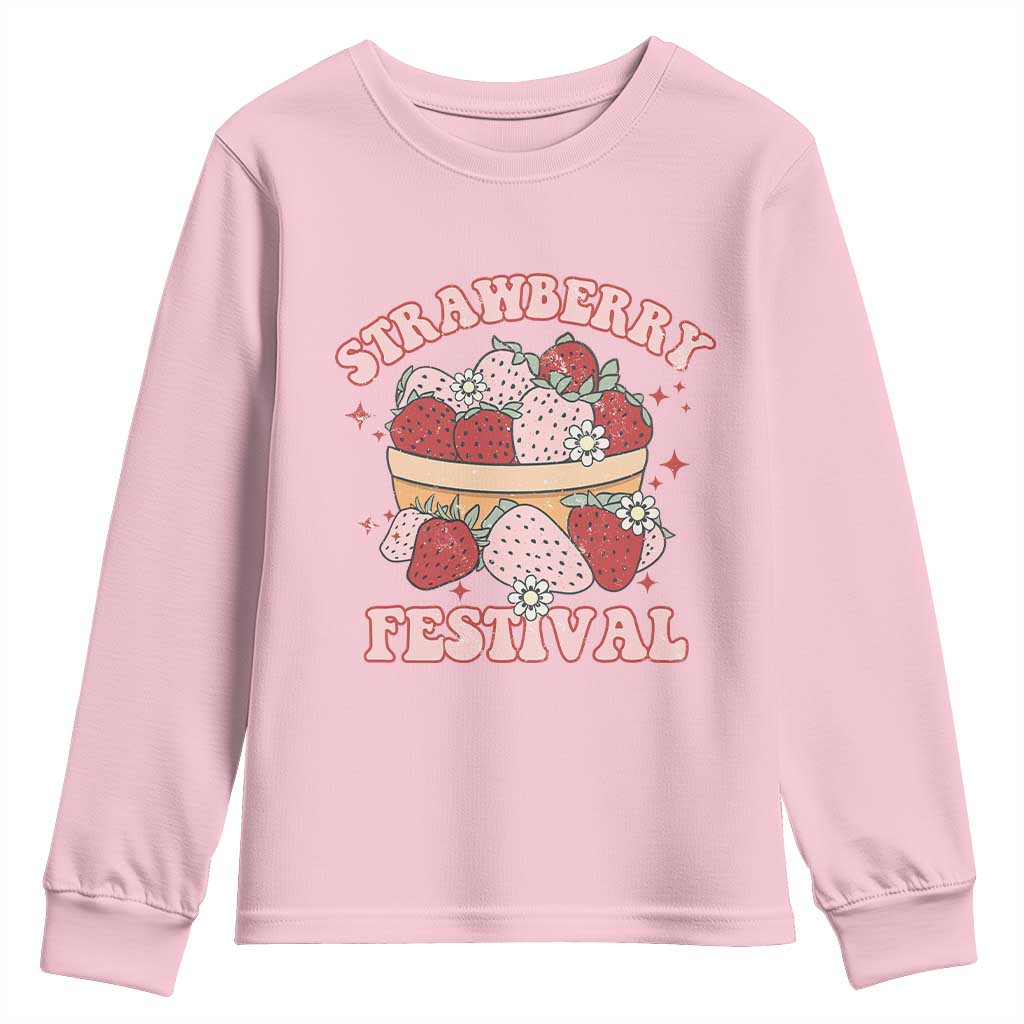 Strawberry Festival Youth Sweatshirt Retro Strawberries Fruit Lover